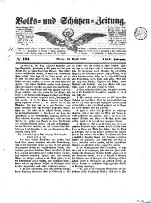 Volks- und Schützenzeitung Montag 30. August 1869