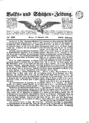 Volks- und Schützenzeitung Montag 13. September 1869