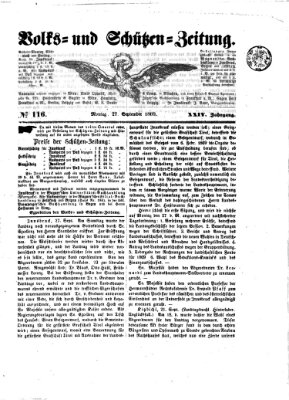 Volks- und Schützenzeitung Montag 27. September 1869