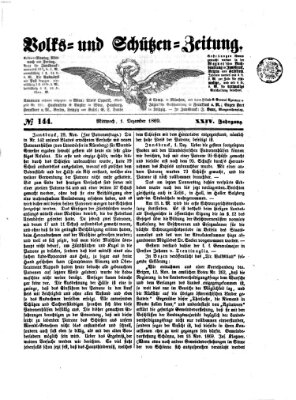 Volks- und Schützenzeitung Mittwoch 1. Dezember 1869