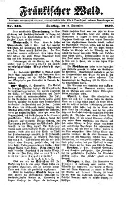 Fränkischer Wald Samstag 10. September 1859