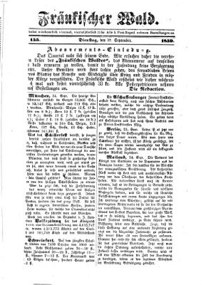 Fränkischer Wald Dienstag 27. September 1859