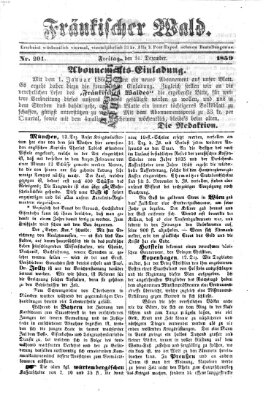 Fränkischer Wald Freitag 16. Dezember 1859