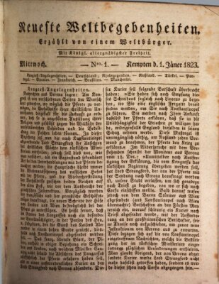 Neueste Weltbegebenheiten (Kemptner Zeitung) Mittwoch 1. Januar 1823