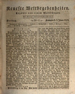 Neueste Weltbegebenheiten (Kemptner Zeitung) Freitag 3. Januar 1823