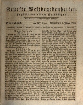 Neueste Weltbegebenheiten (Kemptner Zeitung) Samstag 4. Januar 1823