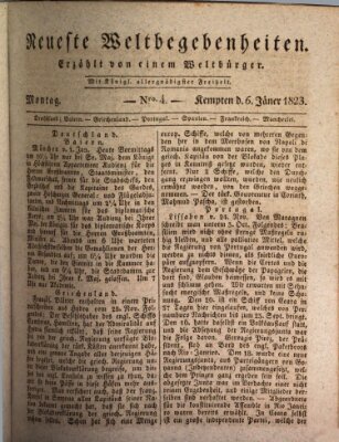 Neueste Weltbegebenheiten (Kemptner Zeitung) Montag 6. Januar 1823