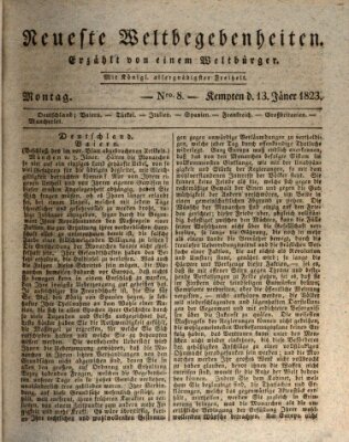 Neueste Weltbegebenheiten (Kemptner Zeitung) Montag 13. Januar 1823