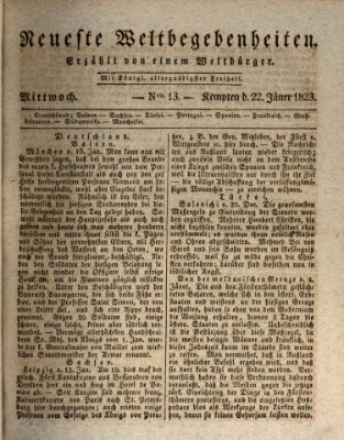 Neueste Weltbegebenheiten (Kemptner Zeitung) Mittwoch 22. Januar 1823