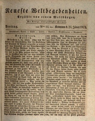 Neueste Weltbegebenheiten (Kemptner Zeitung) Freitag 24. Januar 1823