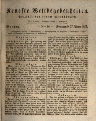 Neueste Weltbegebenheiten (Kemptner Zeitung) Montag 27. Januar 1823