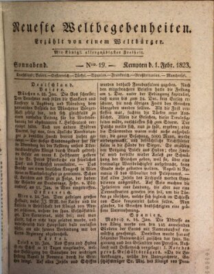 Neueste Weltbegebenheiten (Kemptner Zeitung) Samstag 1. Februar 1823