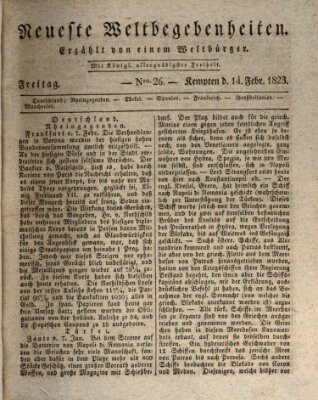 Neueste Weltbegebenheiten (Kemptner Zeitung) Freitag 14. Februar 1823