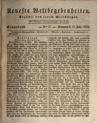 Neueste Weltbegebenheiten (Kemptner Zeitung) Samstag 15. Februar 1823