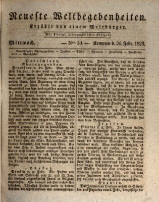 Neueste Weltbegebenheiten (Kemptner Zeitung) Mittwoch 26. Februar 1823