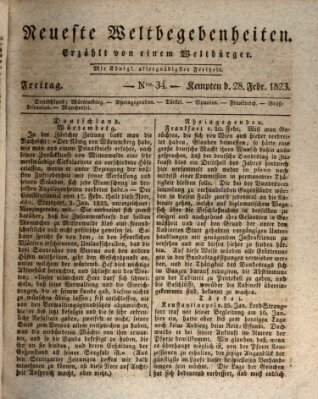 Neueste Weltbegebenheiten (Kemptner Zeitung) Freitag 28. Februar 1823