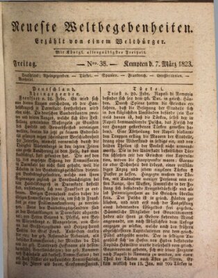 Neueste Weltbegebenheiten (Kemptner Zeitung) Freitag 7. März 1823