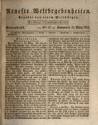 Neueste Weltbegebenheiten (Kemptner Zeitung) Samstag 22. März 1823