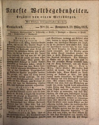 Neueste Weltbegebenheiten (Kemptner Zeitung) Samstag 29. März 1823