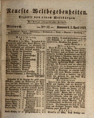 Neueste Weltbegebenheiten (Kemptner Zeitung) Mittwoch 2. April 1823