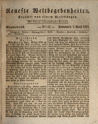 Neueste Weltbegebenheiten (Kemptner Zeitung) Samstag 5. April 1823