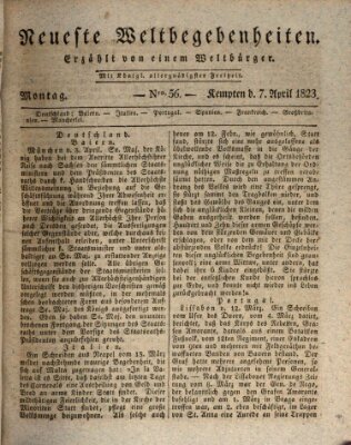 Neueste Weltbegebenheiten (Kemptner Zeitung) Montag 7. April 1823