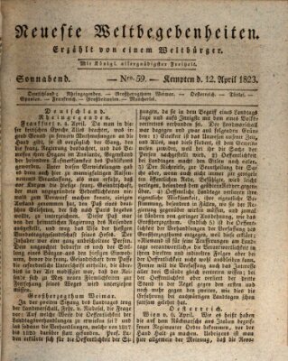 Neueste Weltbegebenheiten (Kemptner Zeitung) Samstag 12. April 1823