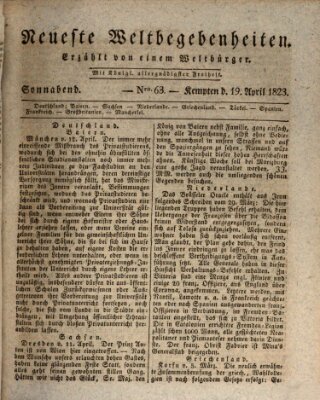 Neueste Weltbegebenheiten (Kemptner Zeitung) Samstag 19. April 1823