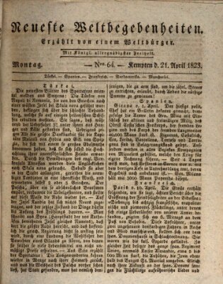 Neueste Weltbegebenheiten (Kemptner Zeitung) Montag 21. April 1823