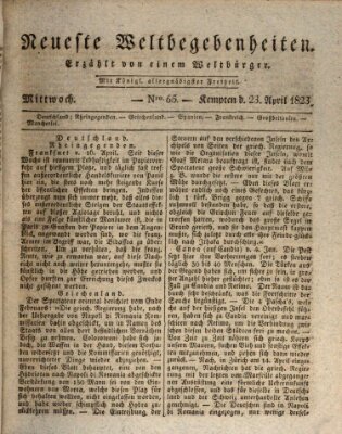 Neueste Weltbegebenheiten (Kemptner Zeitung) Mittwoch 23. April 1823