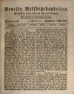 Neueste Weltbegebenheiten (Kemptner Zeitung) Samstag 3. Mai 1823