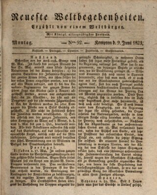 Neueste Weltbegebenheiten (Kemptner Zeitung) Montag 9. Juni 1823
