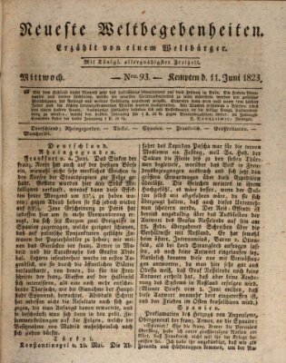 Neueste Weltbegebenheiten (Kemptner Zeitung) Mittwoch 11. Juni 1823