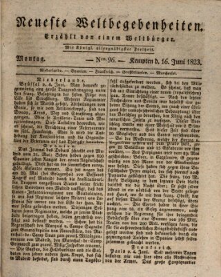 Neueste Weltbegebenheiten (Kemptner Zeitung) Montag 16. Juni 1823