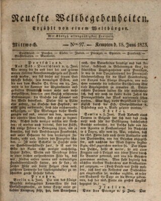 Neueste Weltbegebenheiten (Kemptner Zeitung) Mittwoch 18. Juni 1823