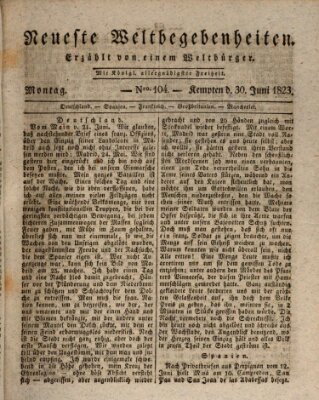 Neueste Weltbegebenheiten (Kemptner Zeitung) Montag 30. Juni 1823