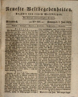 Neueste Weltbegebenheiten (Kemptner Zeitung) Mittwoch 2. Juli 1823