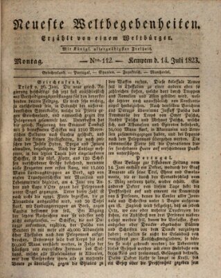 Neueste Weltbegebenheiten (Kemptner Zeitung) Montag 14. Juli 1823