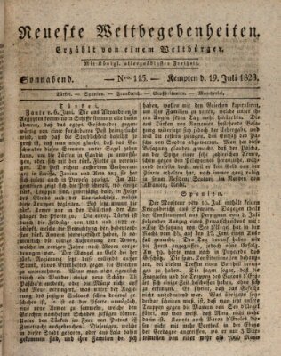 Neueste Weltbegebenheiten (Kemptner Zeitung) Samstag 19. Juli 1823