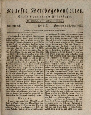 Neueste Weltbegebenheiten (Kemptner Zeitung) Mittwoch 23. Juli 1823