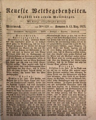 Neueste Weltbegebenheiten (Kemptner Zeitung) Mittwoch 13. August 1823