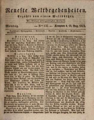 Neueste Weltbegebenheiten (Kemptner Zeitung) Montag 18. August 1823