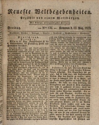 Neueste Weltbegebenheiten (Kemptner Zeitung) Freitag 22. August 1823