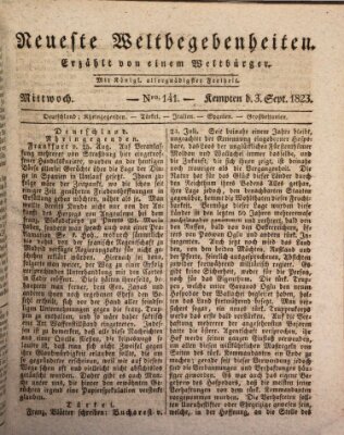 Neueste Weltbegebenheiten (Kemptner Zeitung) Mittwoch 3. September 1823