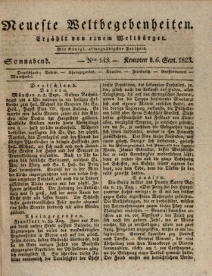 Neueste Weltbegebenheiten (Kemptner Zeitung) Samstag 6. September 1823