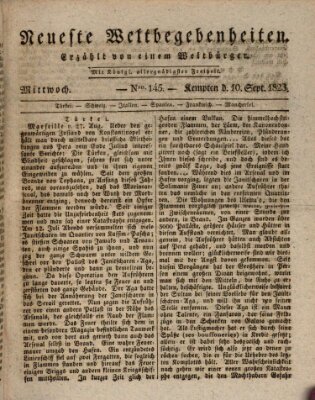 Neueste Weltbegebenheiten (Kemptner Zeitung) Mittwoch 10. September 1823