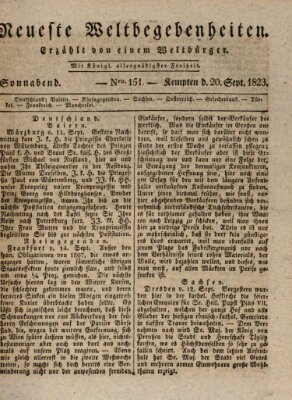 Neueste Weltbegebenheiten (Kemptner Zeitung) Samstag 20. September 1823