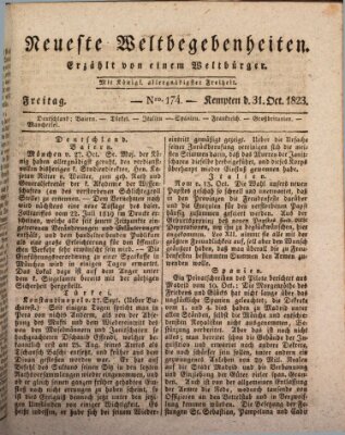 Neueste Weltbegebenheiten (Kemptner Zeitung) Freitag 31. Oktober 1823