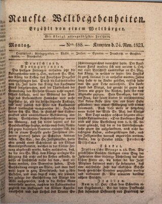 Neueste Weltbegebenheiten (Kemptner Zeitung) Montag 24. November 1823