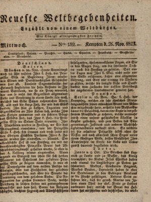 Neueste Weltbegebenheiten (Kemptner Zeitung) Mittwoch 26. November 1823